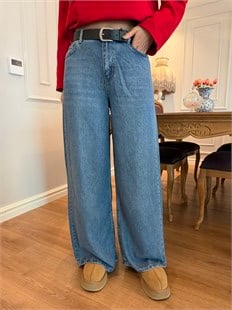 QULOVEYENİ GELENLERRuby Arka Beli Lastikli Bol Paça Dökümlü Pantolon MAVİ