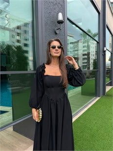 QULOVEYENİ GELENLERSiyah Korseli Maxi Boy Elbise