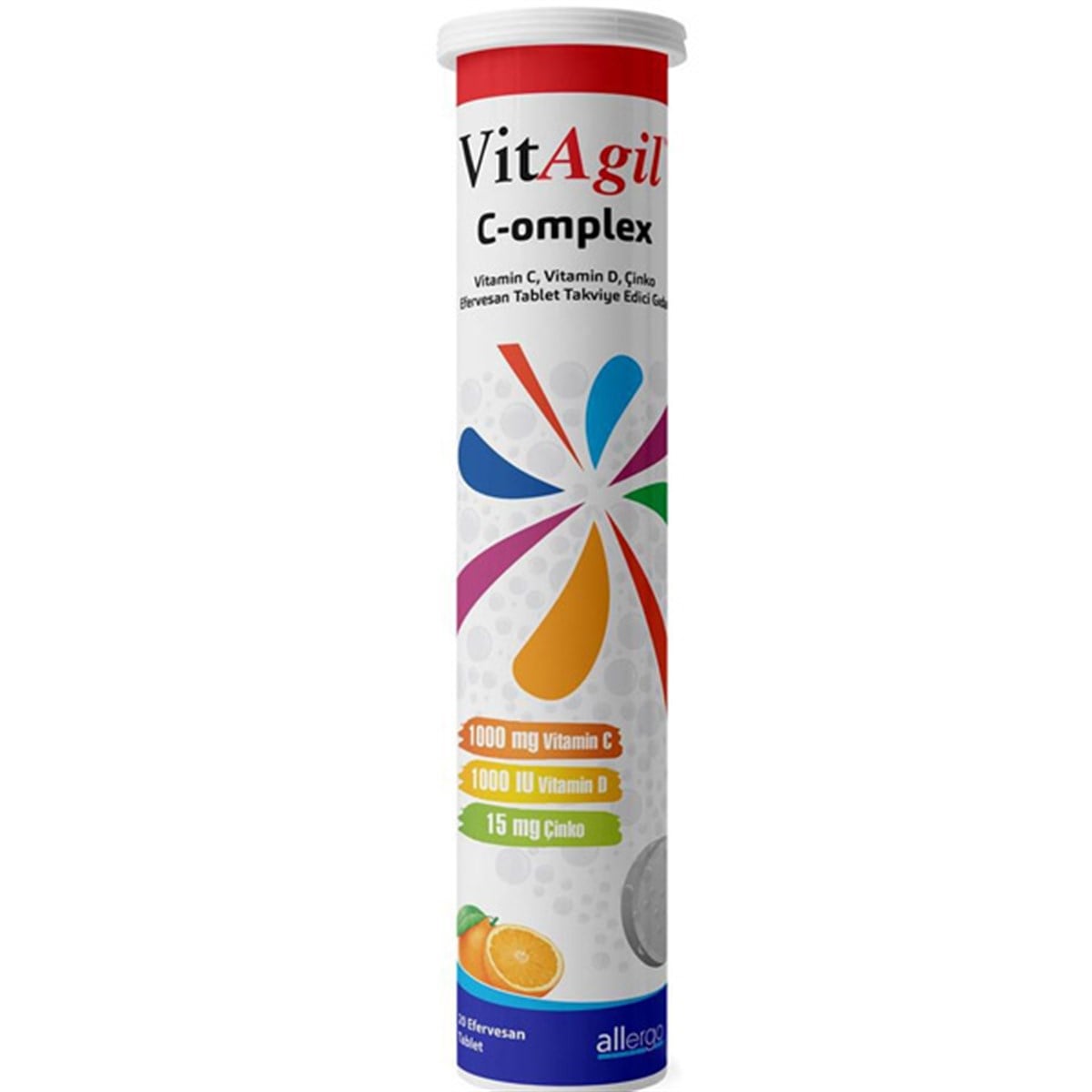 ALLERGO Allergo Vitagil C-omplex Vitamin C 1000 mg + Vitamin D 1000 IU + Çinko 15 mg 20 Efervesan Tablet