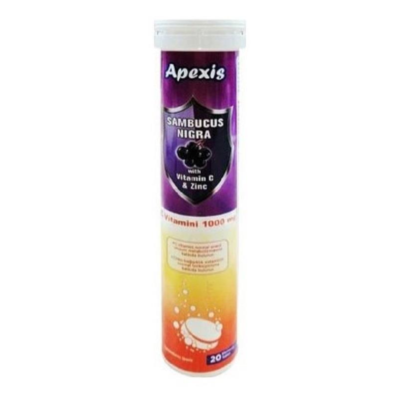 Apexis Apexis Sambucus + C Vitamini 1000 mg + Çinko 20 Efervesan Tablet