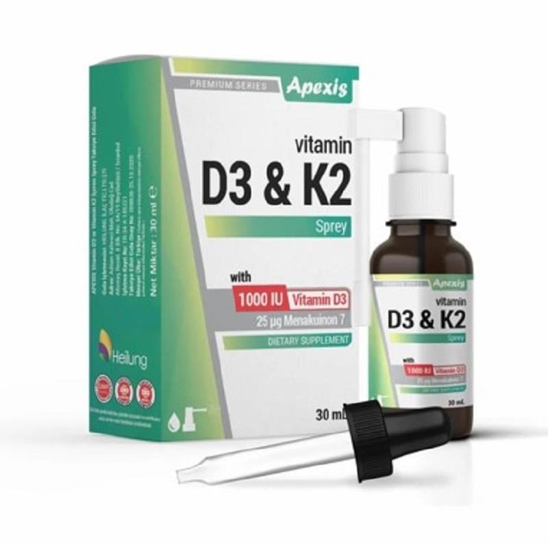 Apexis Apexis Vitamin D3 & K2 Takviye Edici Gıda Sprey 30 ml