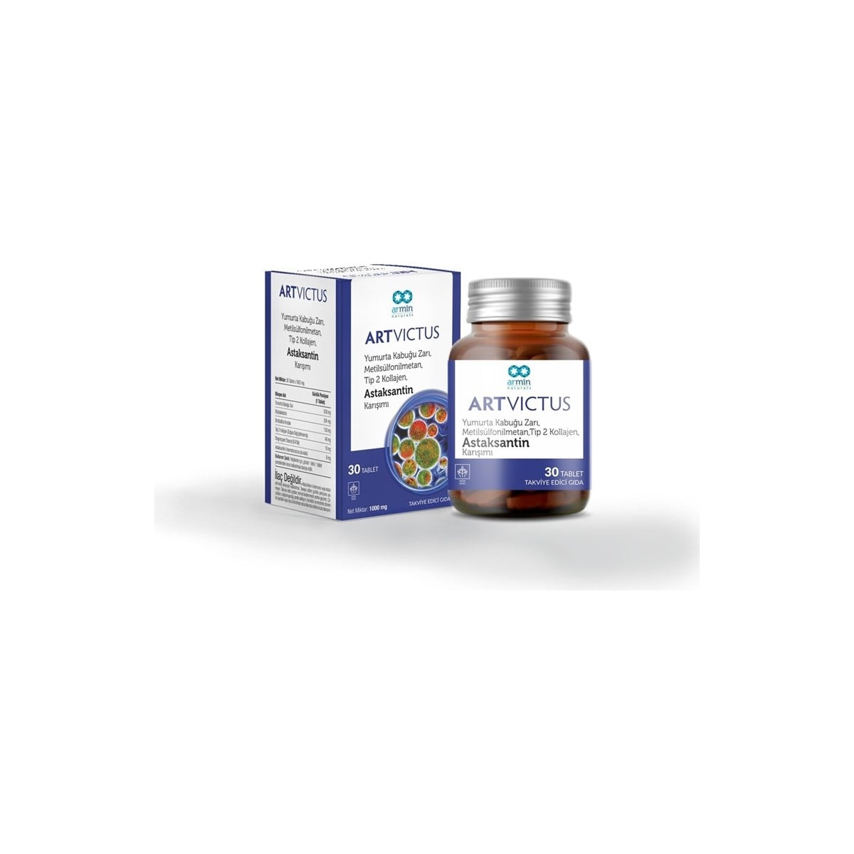 ART Art Victus Yumurta Kabuğu Zarı, Metilsülfonilmetan, Tip 2 Kollajen, Astaksantin Karışımı 30 Tablet