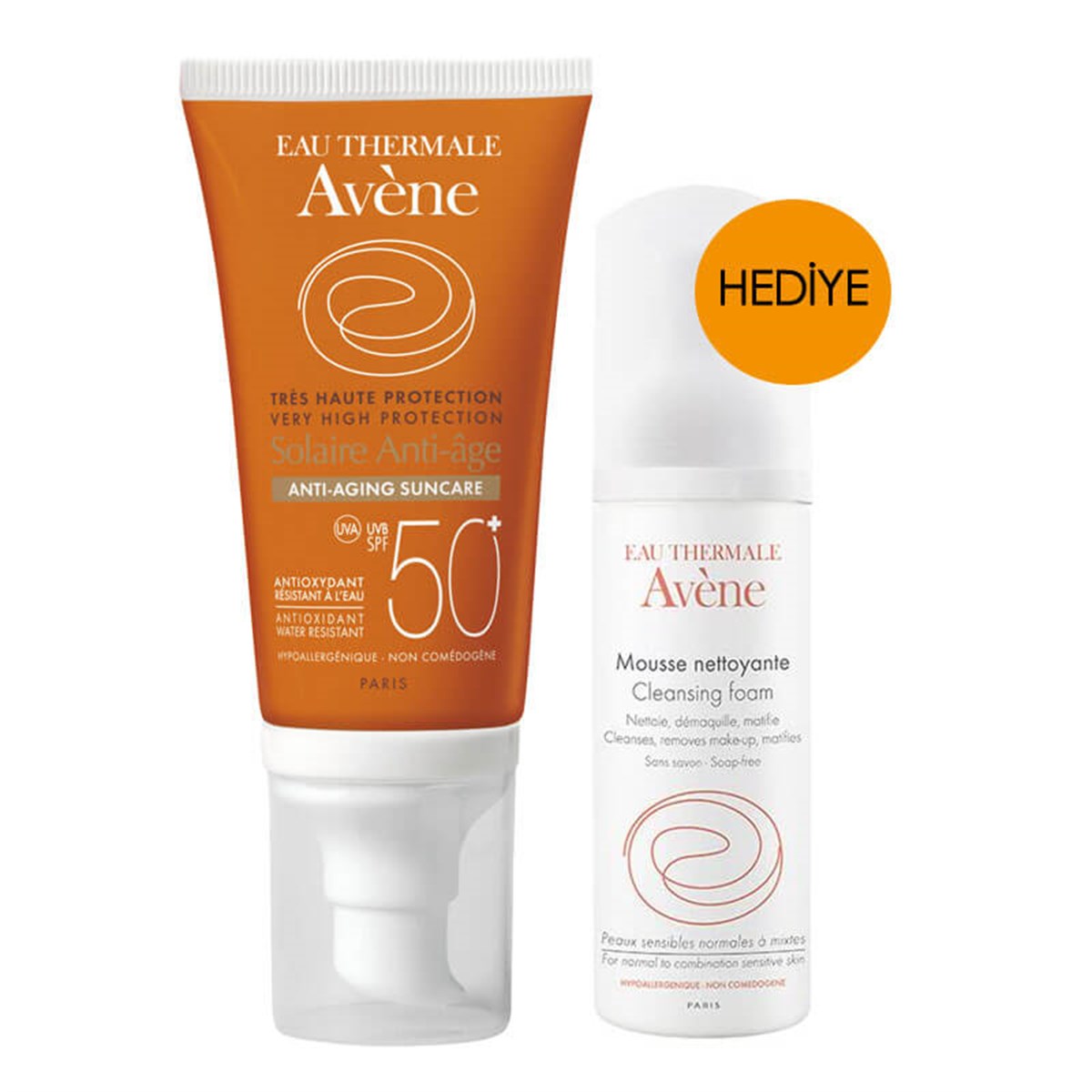 Avene Avene Yaşlanma Karşıtı Güneş Kremi SPF50 50 ml + Temizleyici Köpük 50 ml Hediye