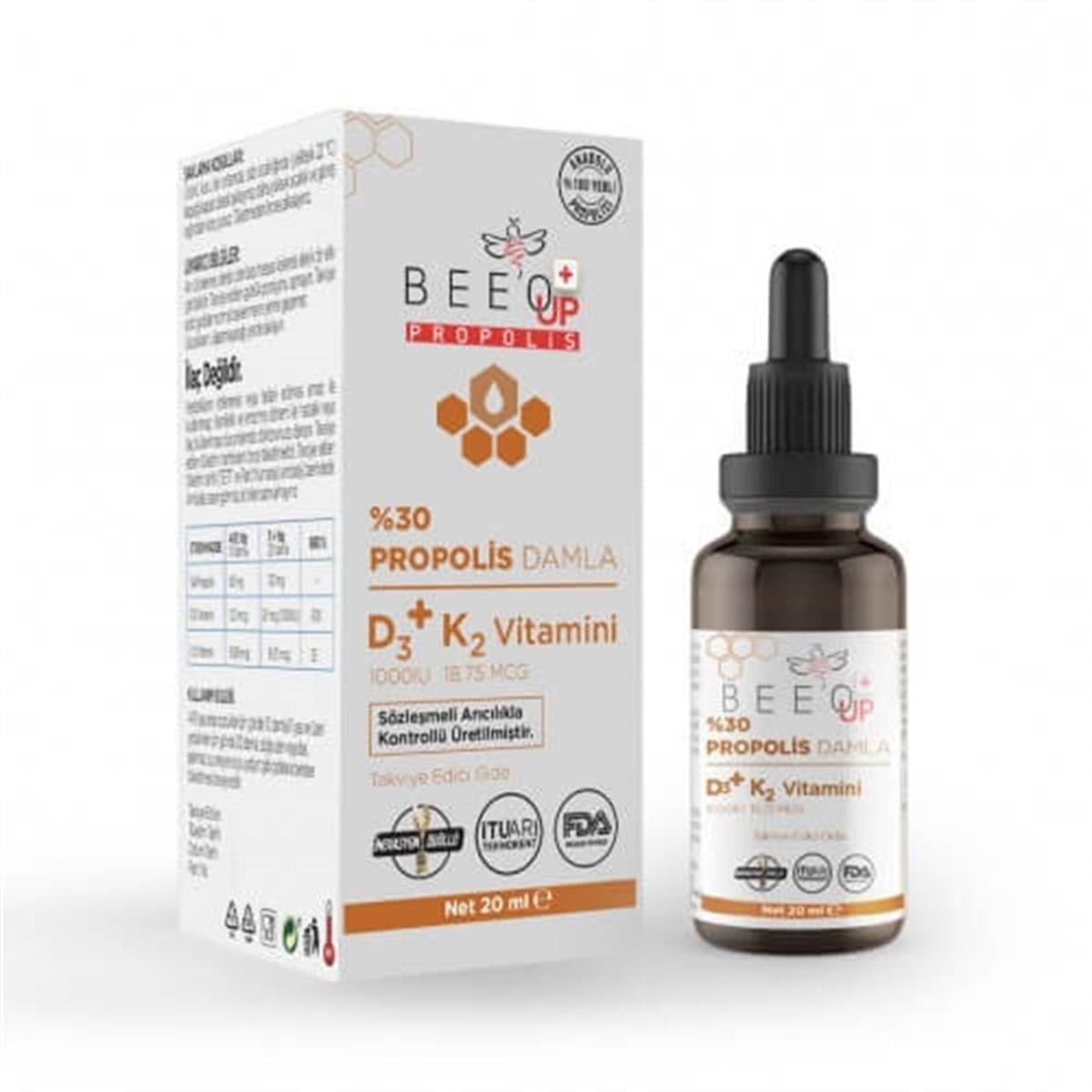 BEE'O UP Bee'o Up Propolis %30 Propolis %30 D3 K2 Damla 20 ml