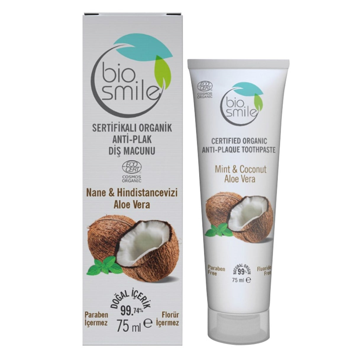 BiosmileBiosmile Organik Diş Macunu 75 ml ( Hindistan Cevizi Aloe Vera ve Nane )