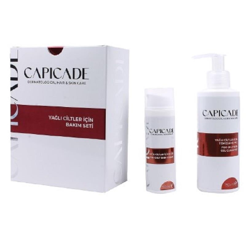 Capicade Capicade Yağlı Ciltler İçin Bakım Seti - Temizleme Jeli 150 ml + Beyazlatıcı Krem 50 ml