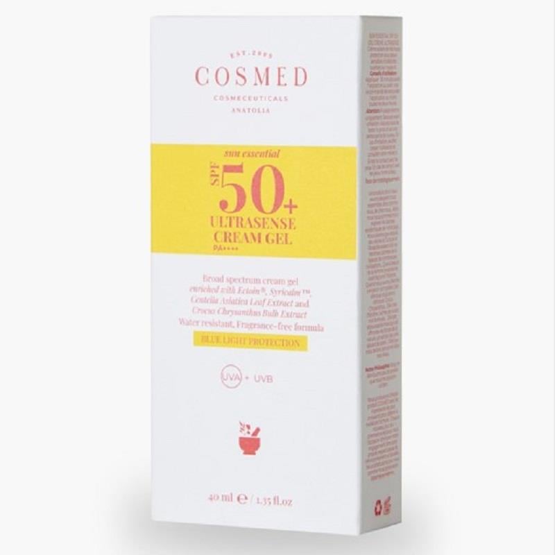 Cosmed Cosmed Sun Essential Ultrasense Cream Gel Hassas ve Kızarıklığa Eğilimli Ciltler İçin Yatıştırıcı Sakinleştirici Yüz Güneş Kremi - Yeni Nesil Filtreler 40 ml