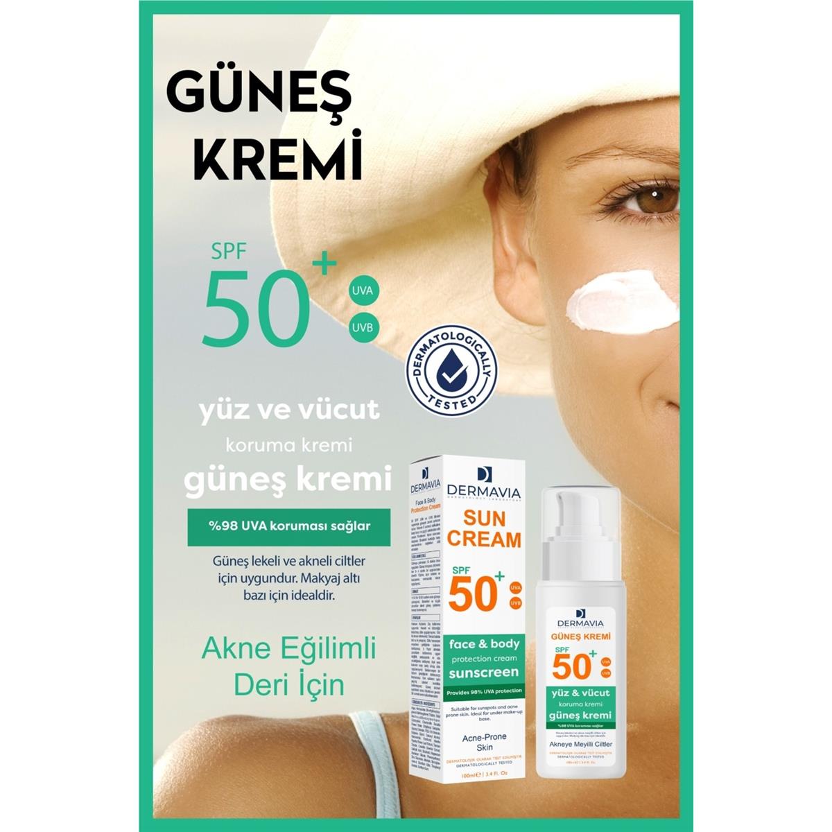 Dermavia Dermavia Güneş Kremi Akneye Meyilli Ciltler SPF50+ 100 ml