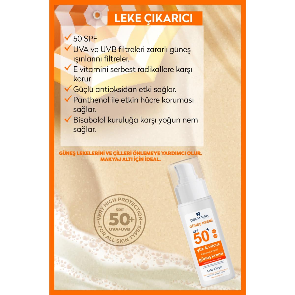 Dermavia Dermavia Güneş Kremi Lekeli Karşıtı SPF50+ 100 ml