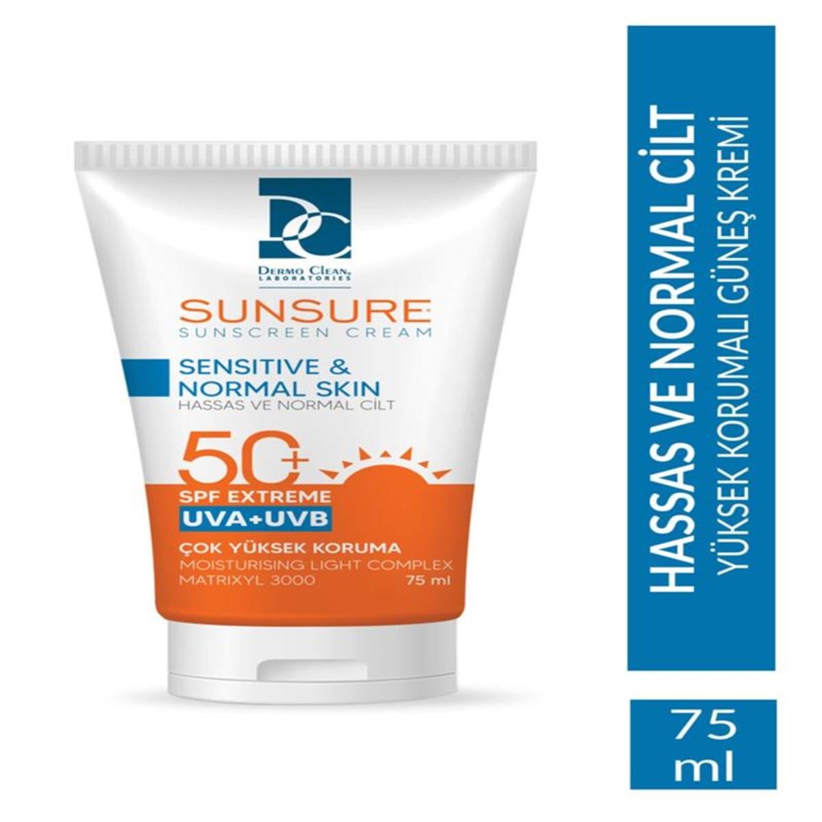 DERMO CLEAN Dermo Clean Sunsure Sensitive SPF50+ Sunscreen Cream 75 ml