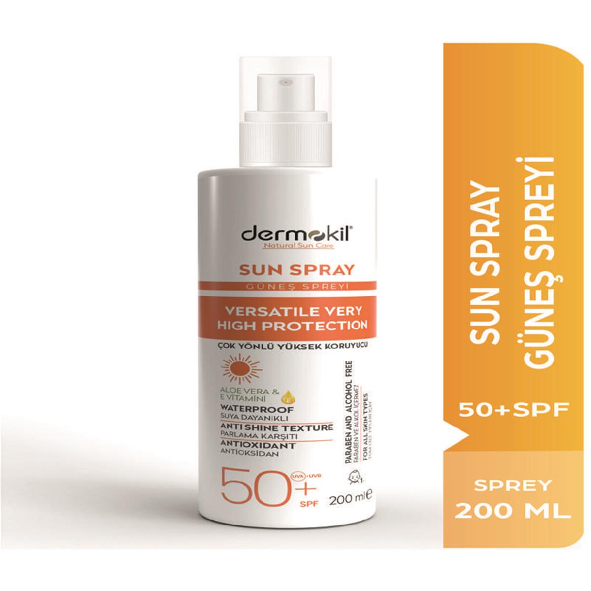 Dermokil Dermokil Sun Sprey - Çok Yönlü Yüksek Koruyucu Güneş Spreyi SPF50 200 ml