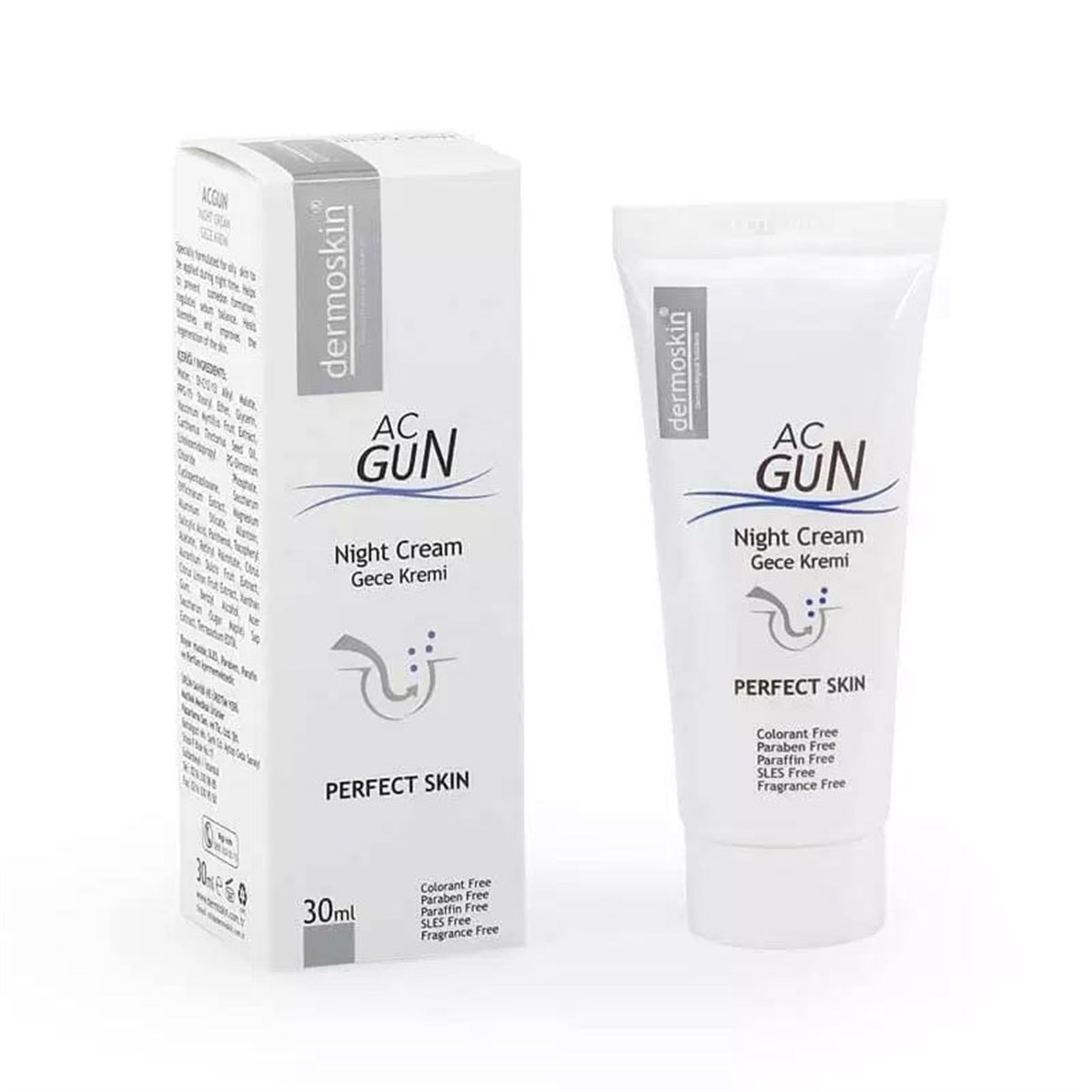 Dermoskin AcGun Yağlı Ciltler İçin Gece Kremi 30 ml