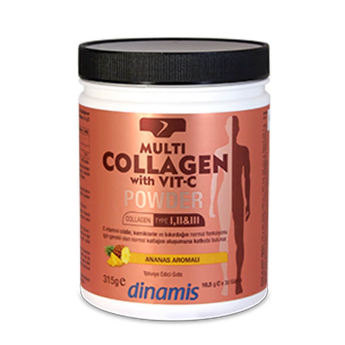 Dinamis Dinamis Multi Collagen with Vit C Toz Ananas Aromalı 315 gr