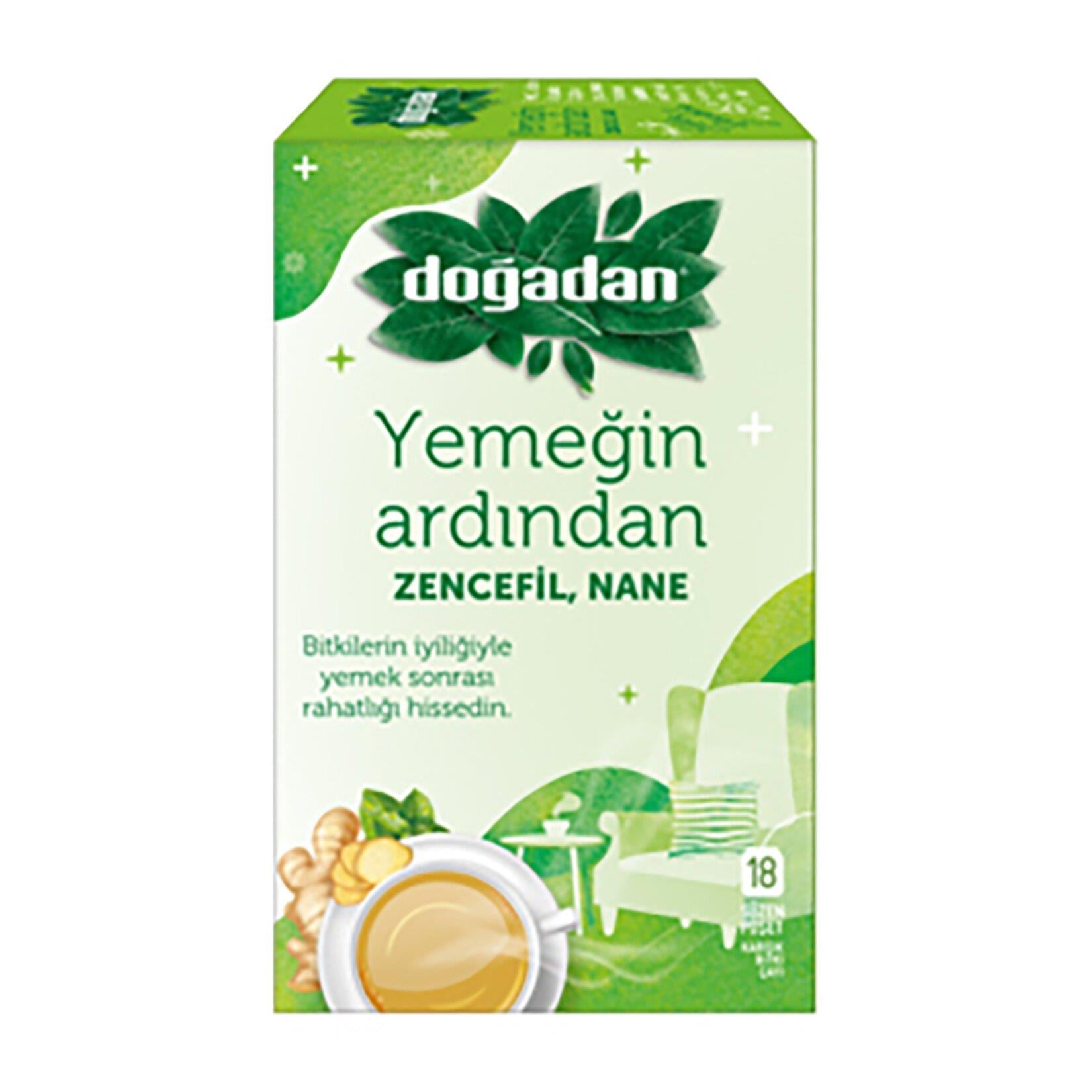 Doğadan Doğadan Yemeğin Ardından Zencefil Nane Bitki Çayı 18'li