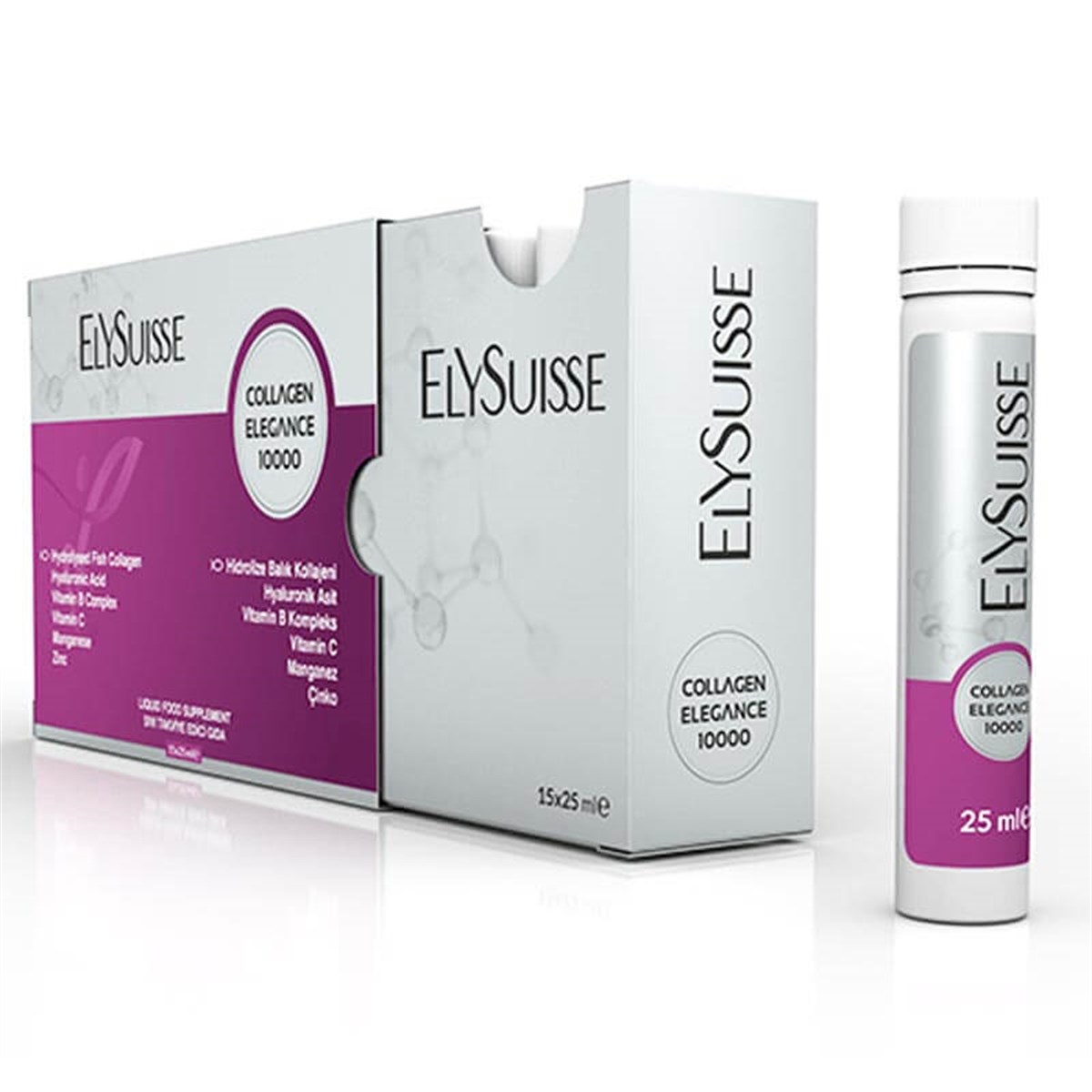 Elysuisse Elysuisse Collagen Elegance 10000 Sıvı Takviye Edici Gıda 500 ml 15 Adet
