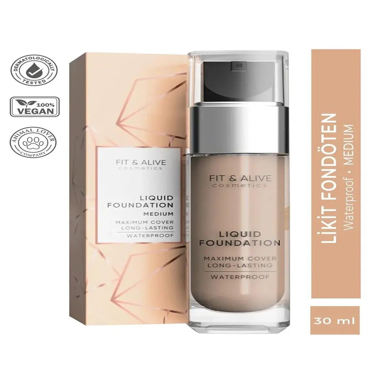 Fit & Alive Fit & Alive 102 Liquid Foundation Likit Fondöten Medium 30 ml