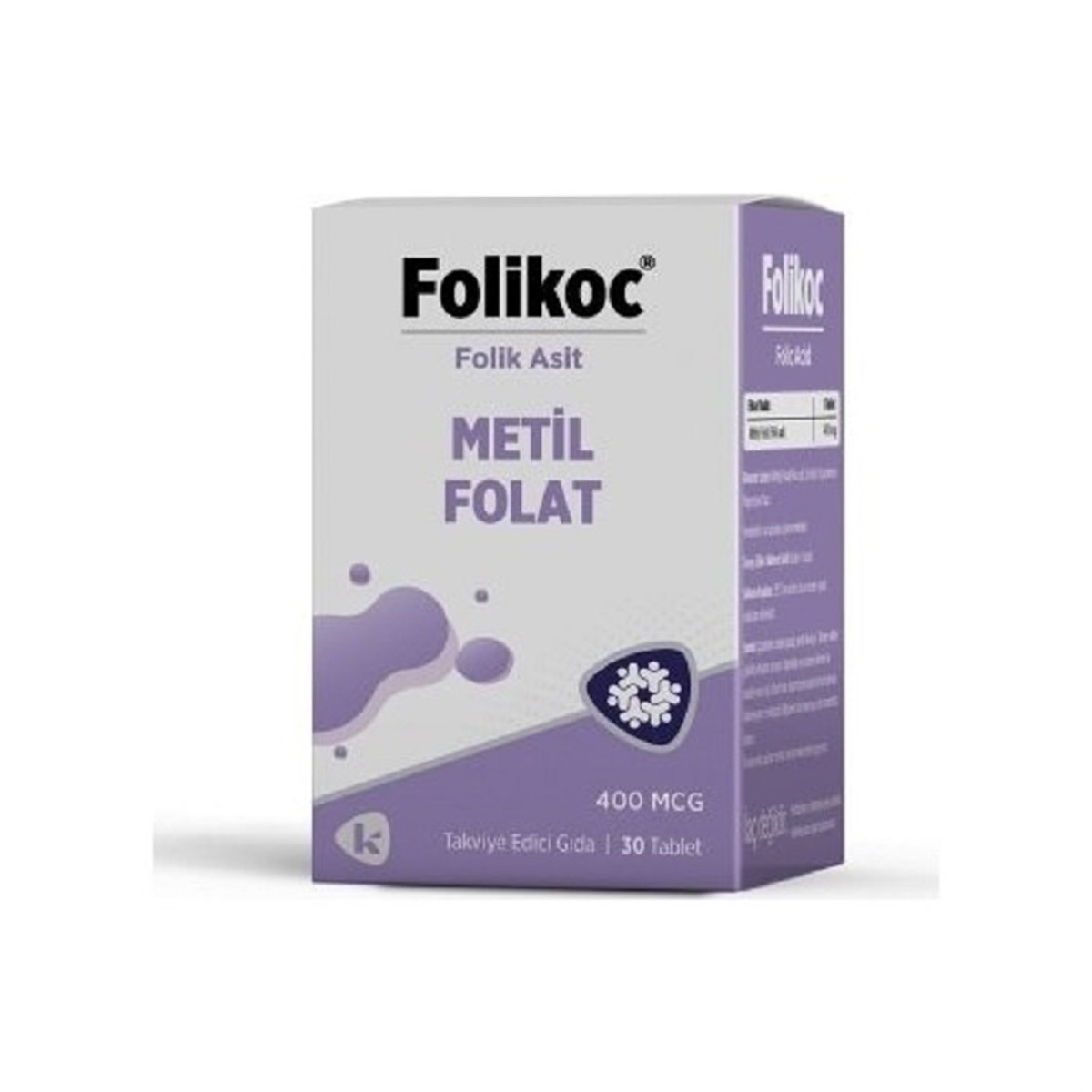 Folikoc Folikoc Metil Folat 400 mcg 30 Tablet