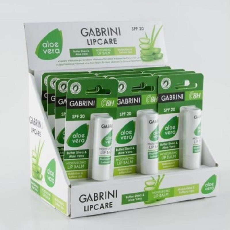 Gabrini Gabrini Lipcare Aloe Vera SPF20 5 gr - 12'li Stand