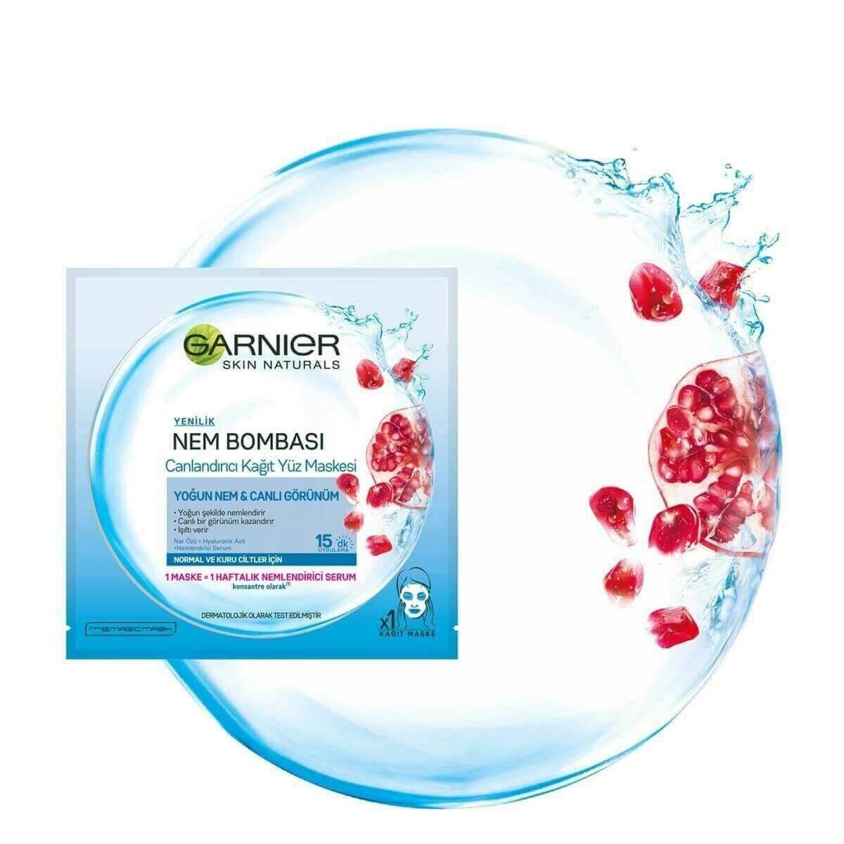 Garnier Garnier Nem Bombası Canlandırıcı Kağıt Yüz Maskesi Normal ve Kuru Ciltler İçin