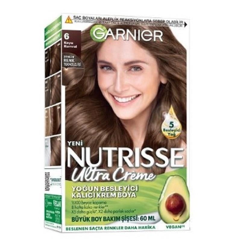 Garnier Garnier Nutrisse Yoğun Besleyici Kalıcı Krem Saç Boyası - Koyu Karamel 6,0