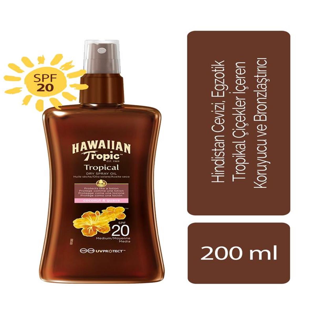 Hawaiian Tropic Hawaiian Tropic Protective Dry Spray Oil Bronzlaştırıcı Yağ SPF20 200 ml