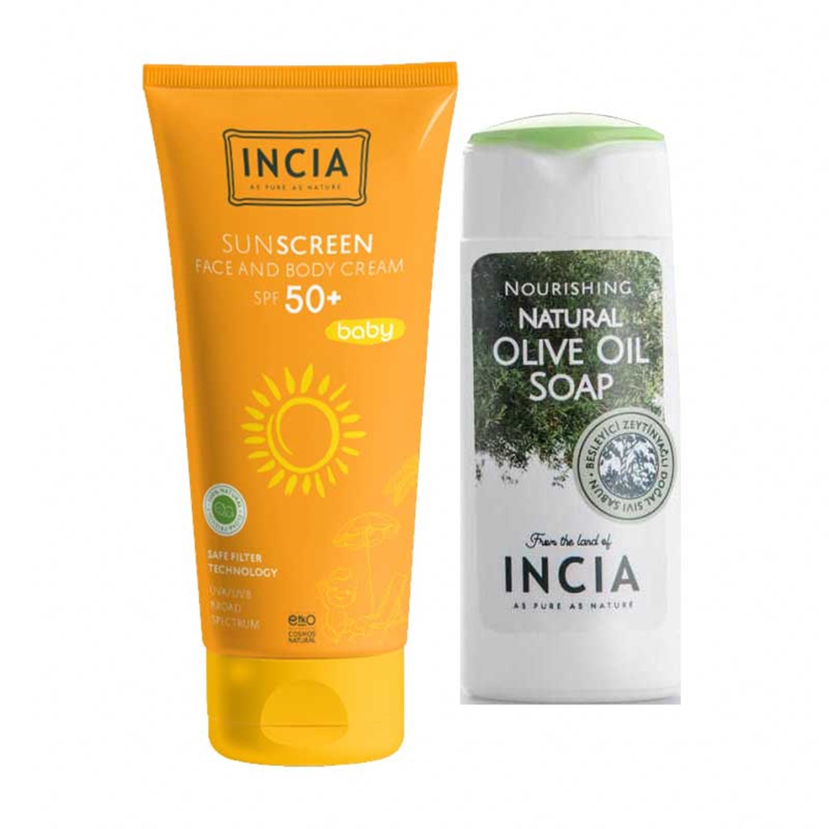 Incia Sun Screen Baby Face and Body Cream SPF50+ 70 ml + El & Vücut Sabunu 50 ml Hediyeli