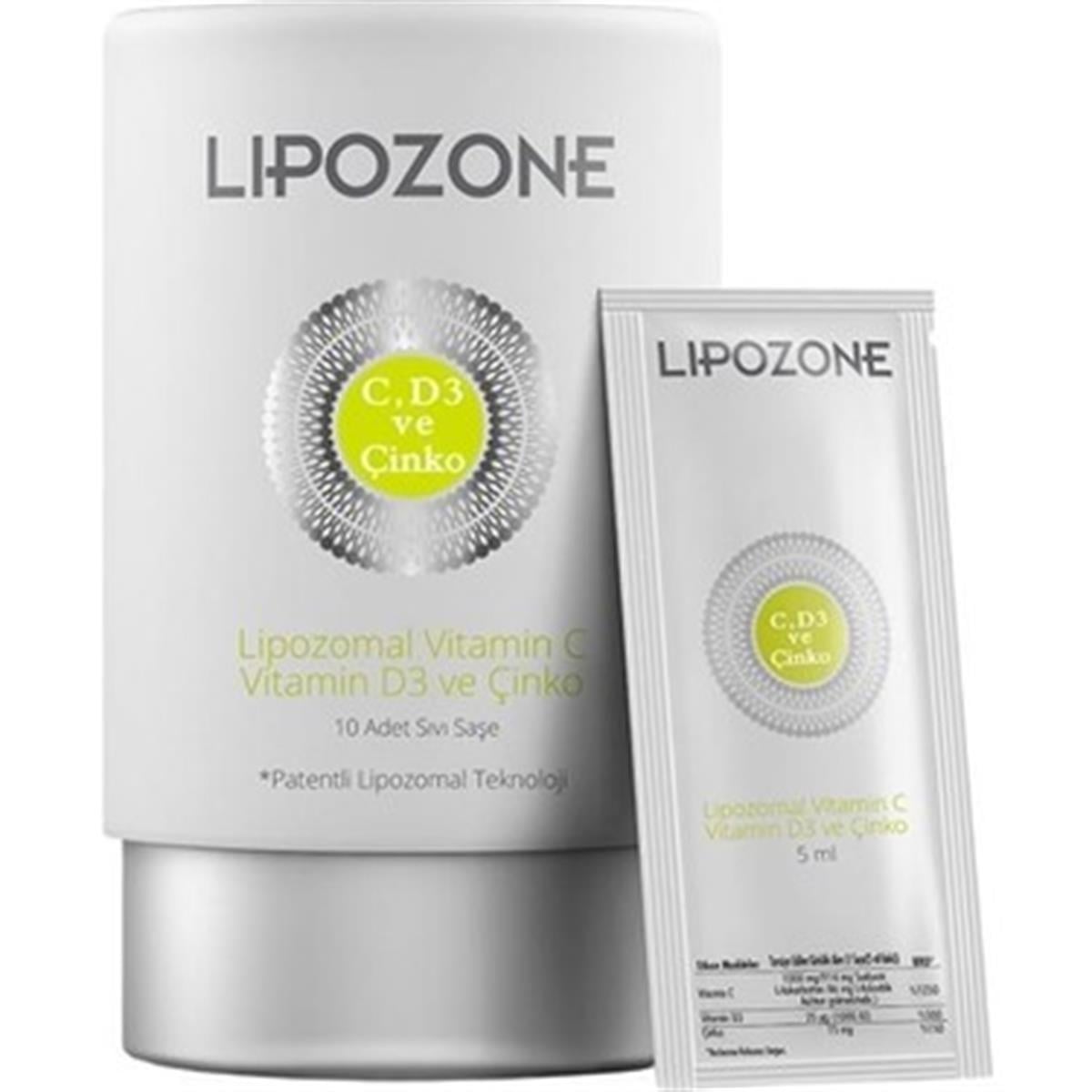Lipozone Lipozone Lipozomal Vitamin C Vitamin D3 ve Çinko 5 ml x 10 Saşe
