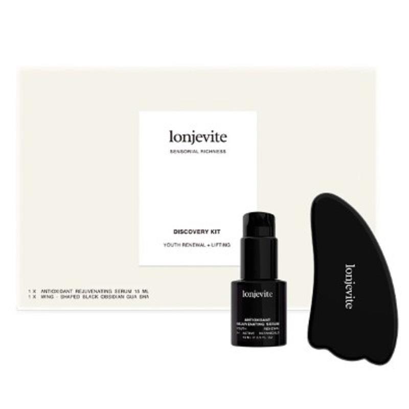 Lonjevite Lonjevite Discovery Kit - Antioxidant Rejuvenating Serum 15 ml + Wing Shaped Black Obsidian Gua Sha