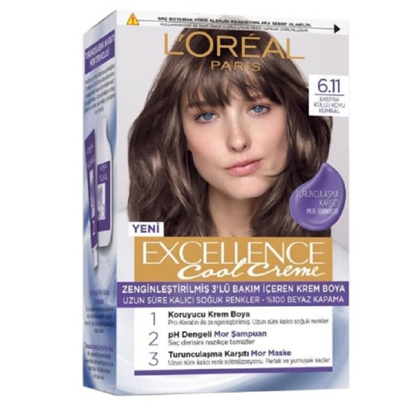 L'Oreal Paris L'Oreal Paris Excellence Cool Saç Boyası 6/11 Küllü Koyu Kumral