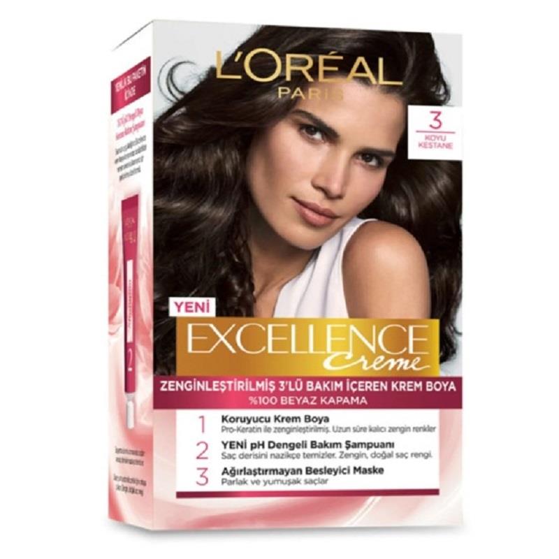 L'Oreal Paris L'Oreal Paris Excellence Saç Boyası - 3 Koyu Kestane