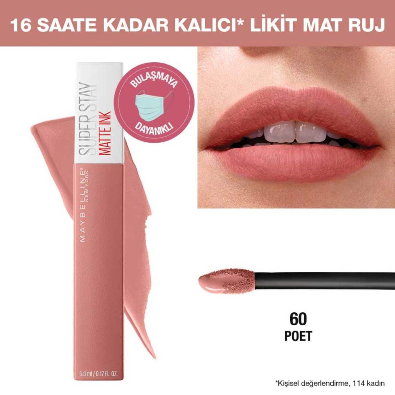 Maybelline Maybelline Ruj Superstay Matte İnk Unnude Likit - 60 Poet Nude