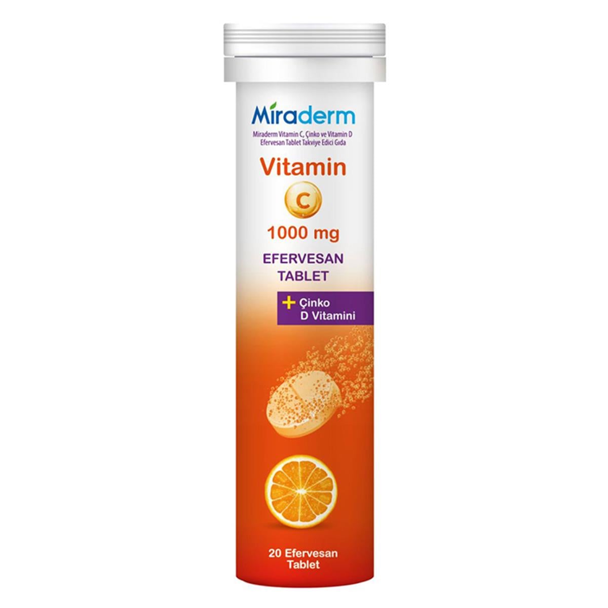 MİRADERM Miraderm Vitamin C 1000 mg 20 Efervesan Tablet
