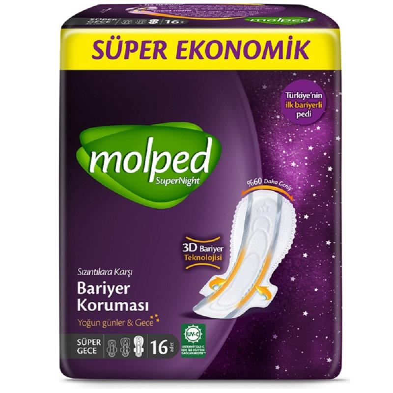 Molped Molped Süper Night 3D Bariyerli Süper Ekonomik Ped 16'lı