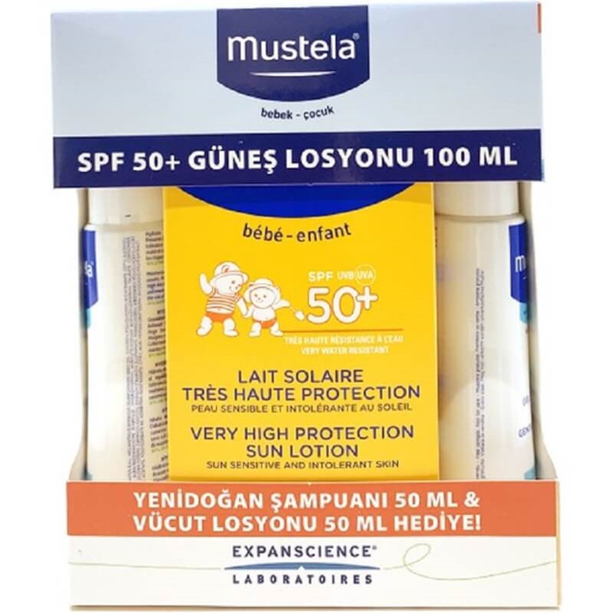 Mustela Mustela Güneş Losyonu 3'lü Kofre - SPF50+ Losyon 100 ml & Hydra Bebe 50 ml & Gentle Cleansing Gel 50 ml