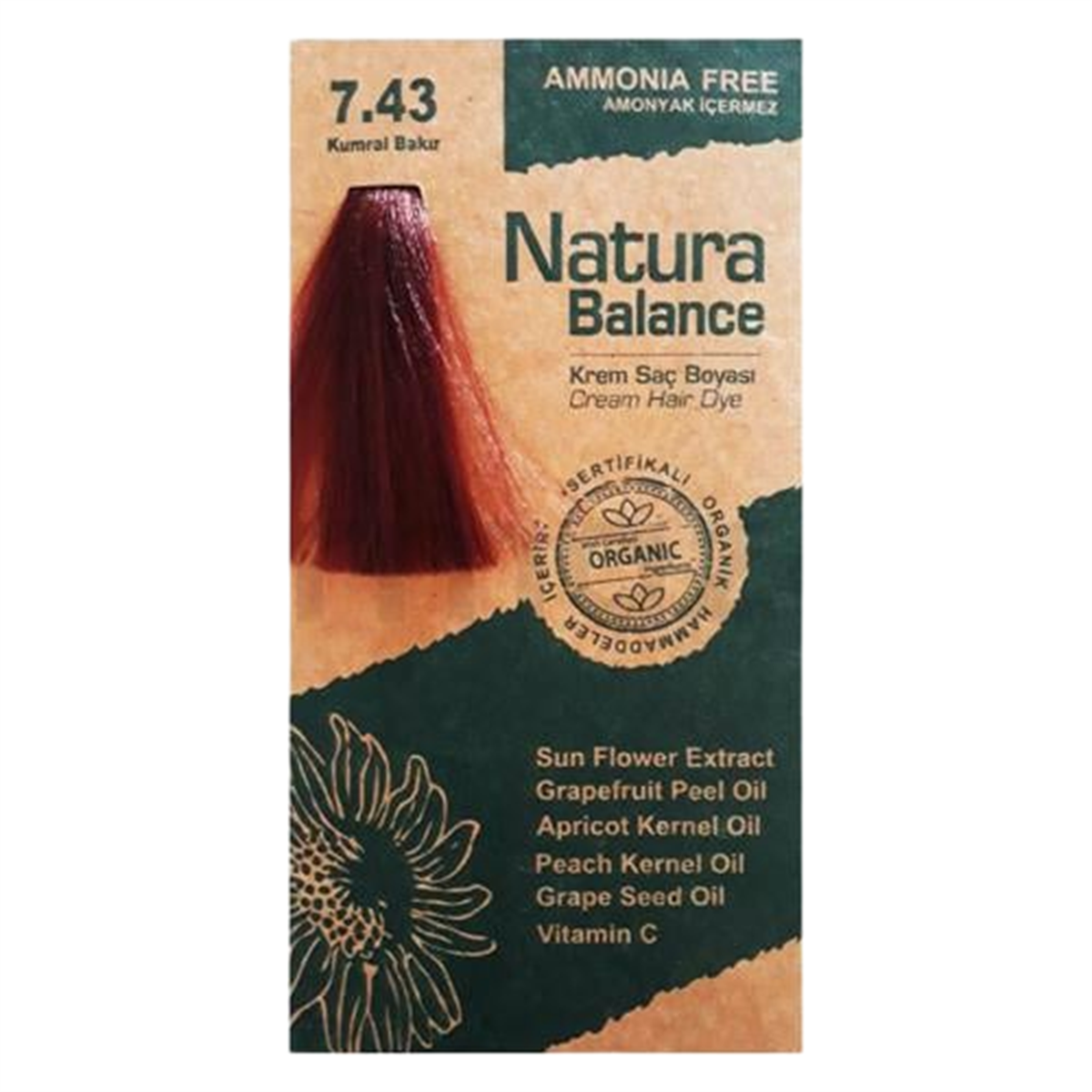 Natura Balance Natura Balance Organik Krem Saç Boyası 60 ml - 7.43 Kumral Bakır