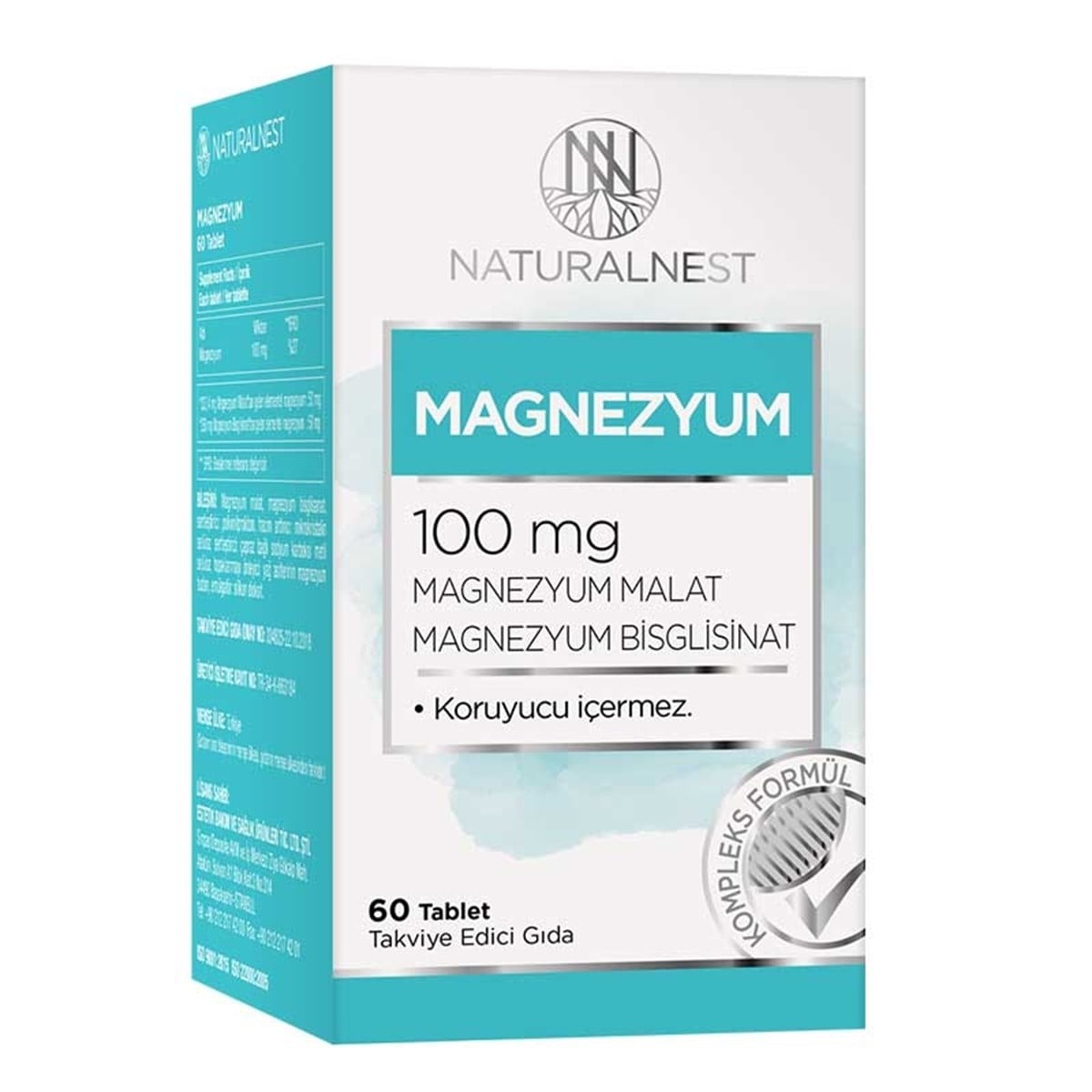 Natural Nest Natural Nest Magnezyum 100 mg 60 Tablet