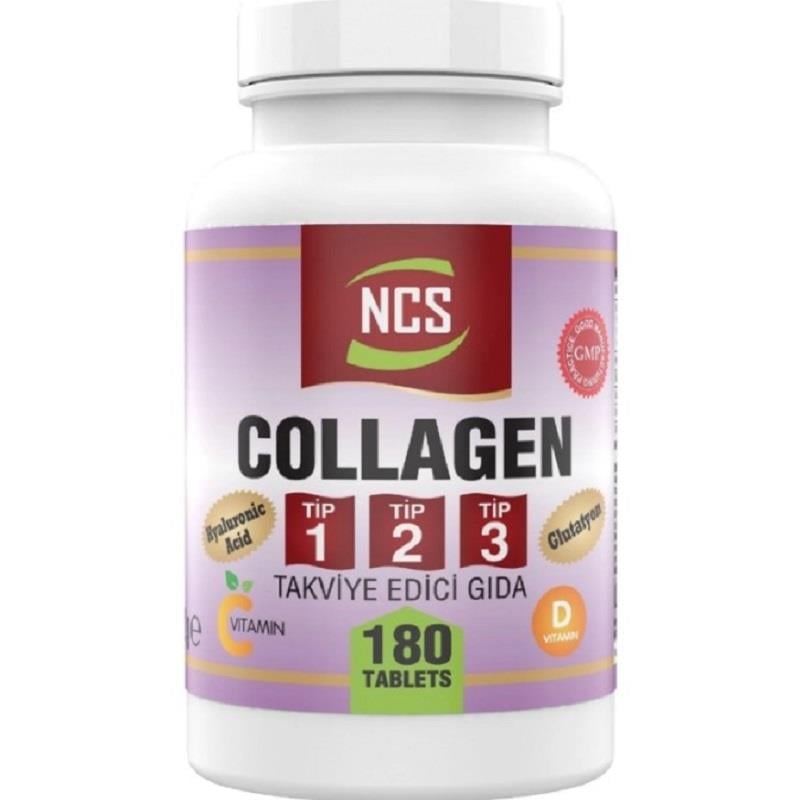 NCS NCS Kollajen Tip 1-2-3 Glutatyon Hyaluronic Asit C ve D Vitamini 180 Tablet
