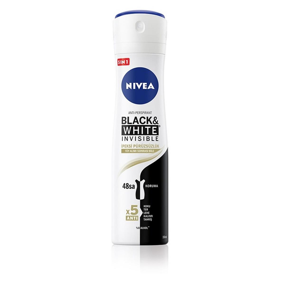 NİVEA Nivea Black & White Sprey Deodorant Invisible For Women İpeksi Pürüzsüzlük 150 ml