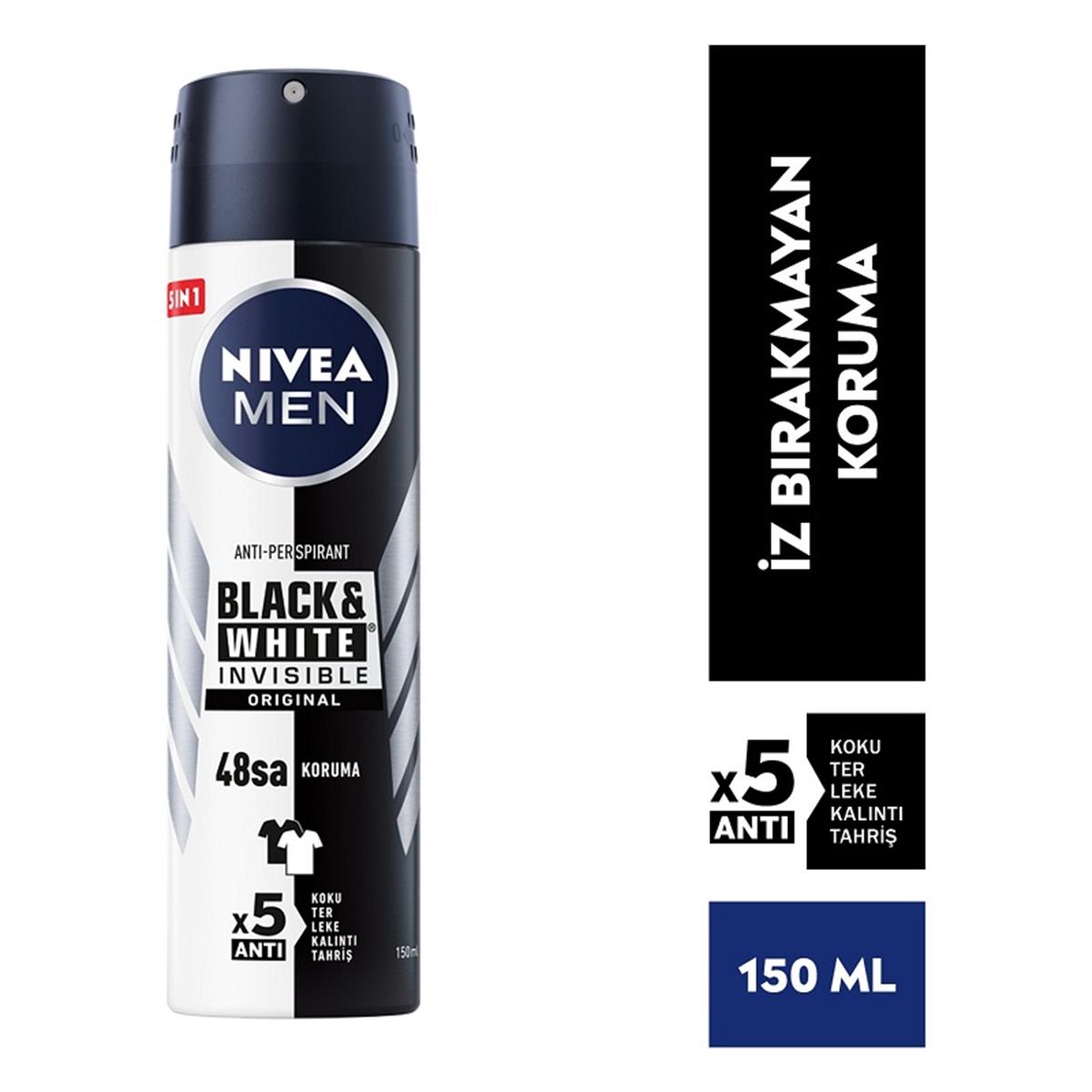 NİVEA Nivea Invisible For Black & White Orijinal Deodorant For Men 150 ml