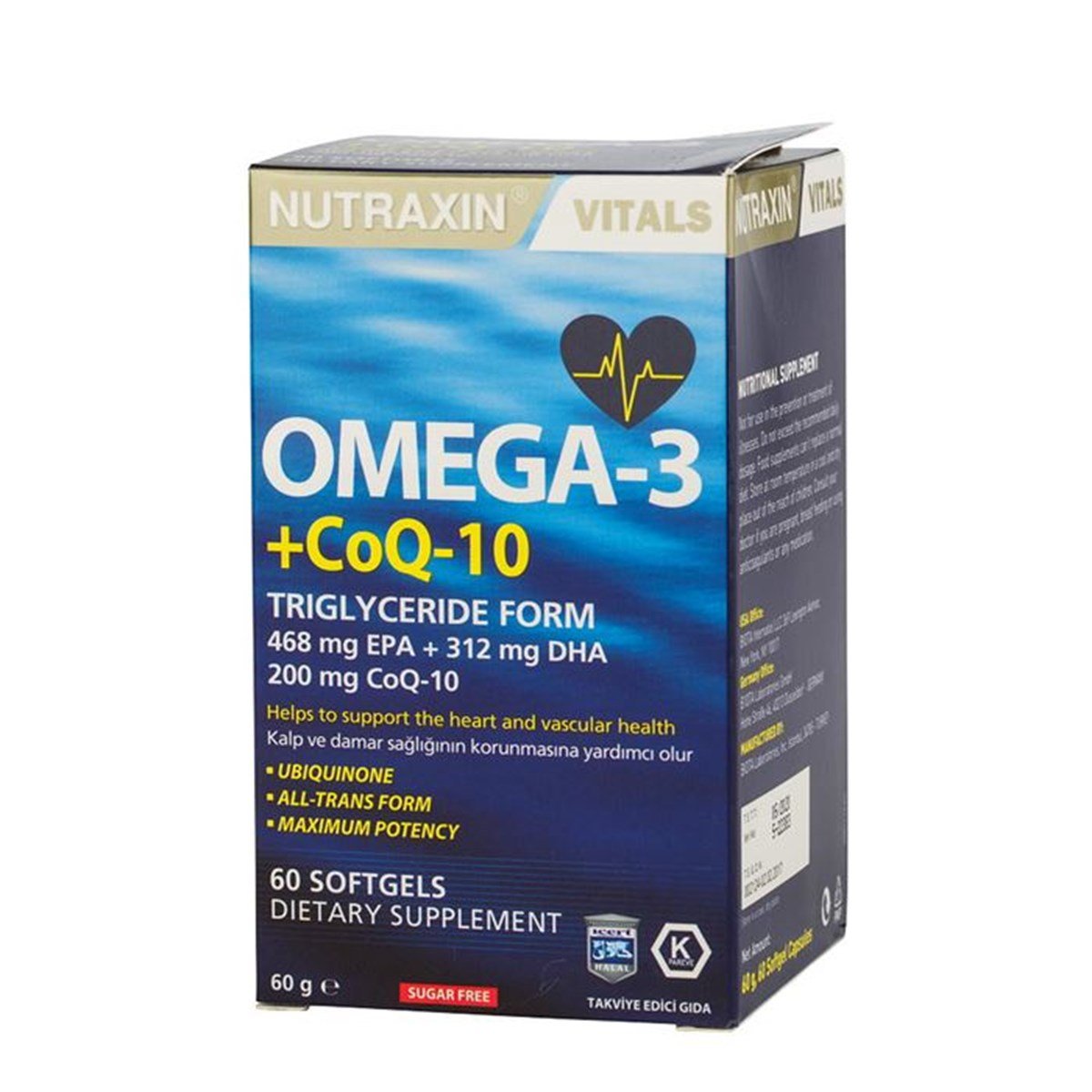NUTRAXİN Nutraxin Vitals Omega-3 + Co-Q10 60 Softgel