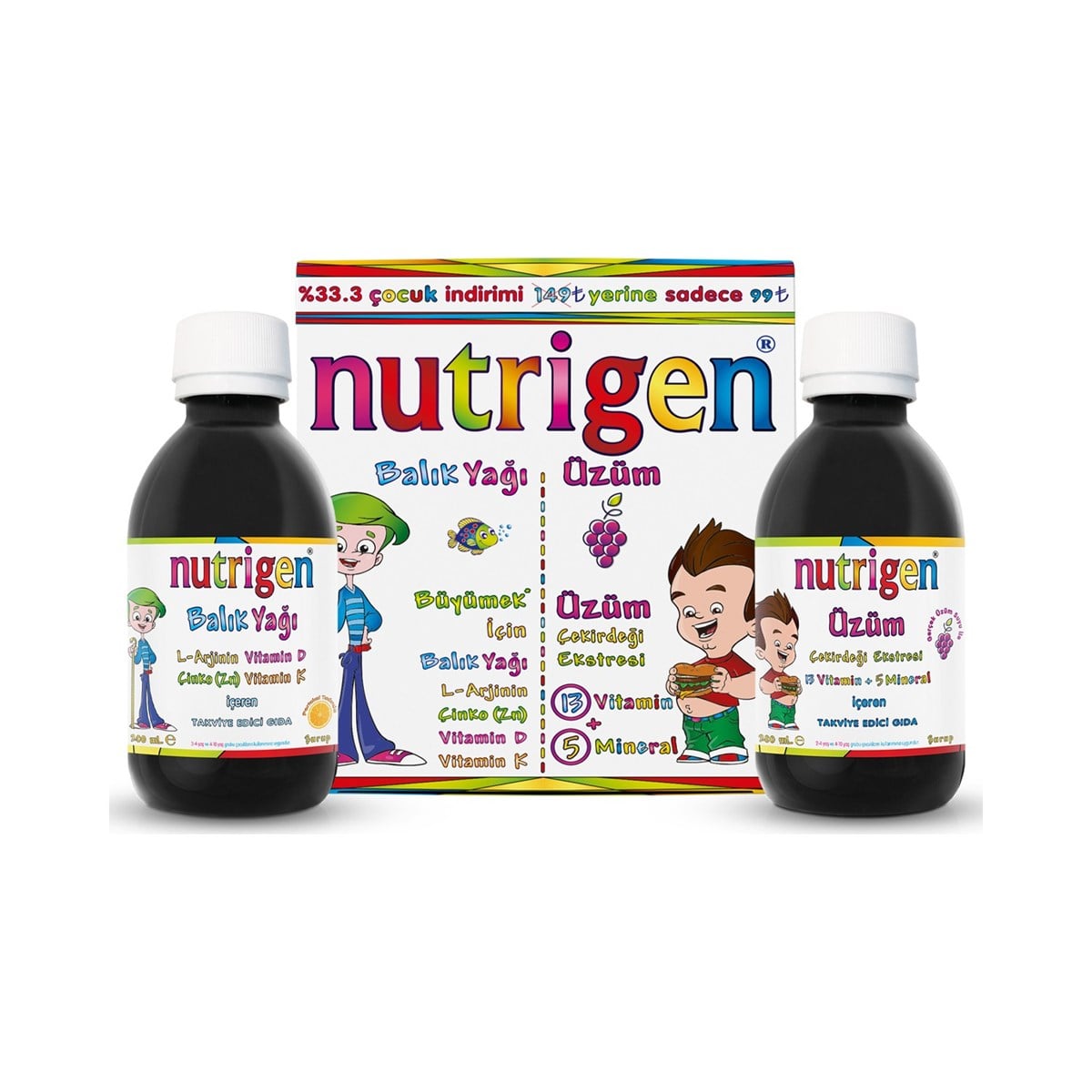 Nutrigen Balık Yağı Şurup 200 ml + Üzüm 200 ml Kofre