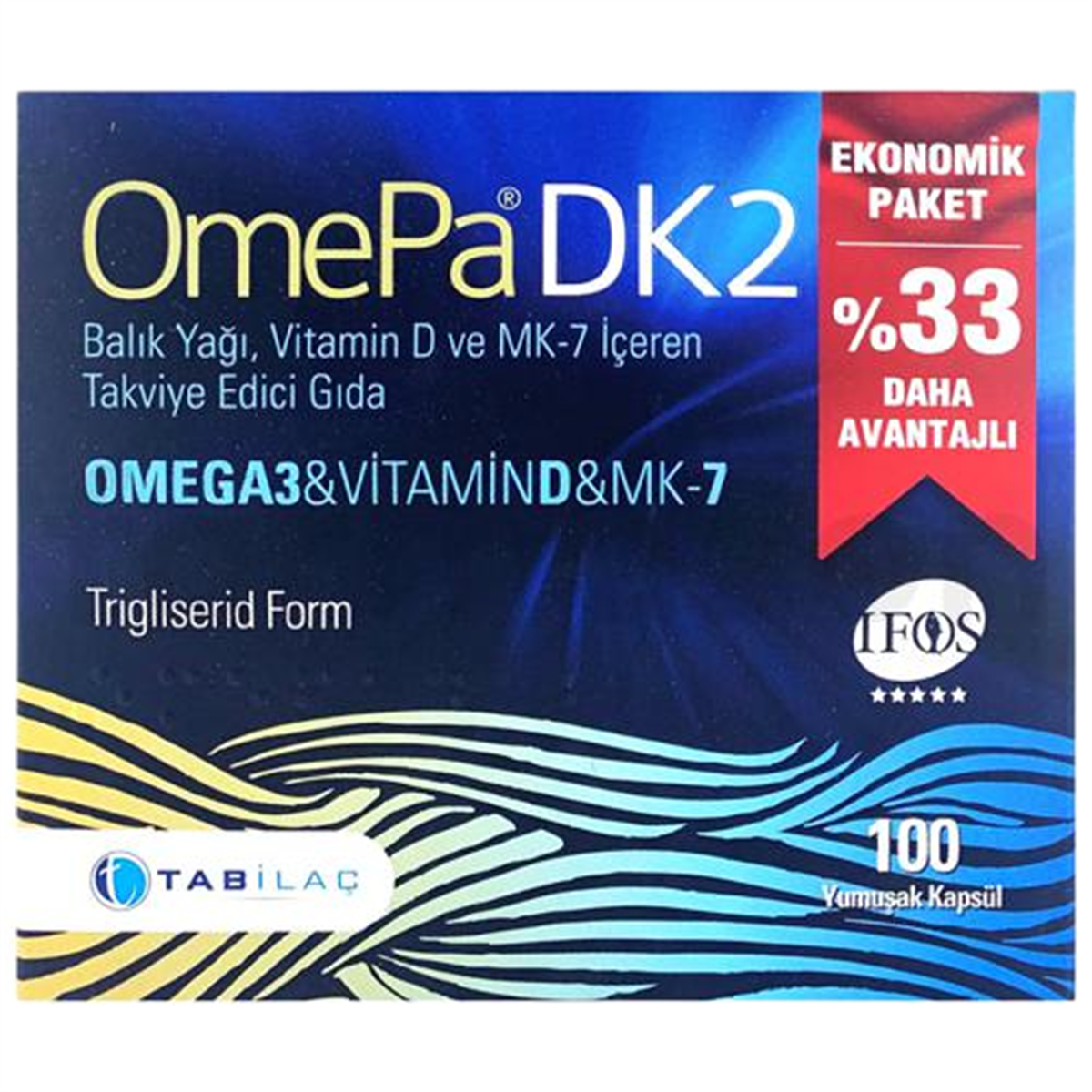 Omepa Omepa DK2 Omega 3 & Vitamin D & MENAQ7 100 Yumuşak Kapsül