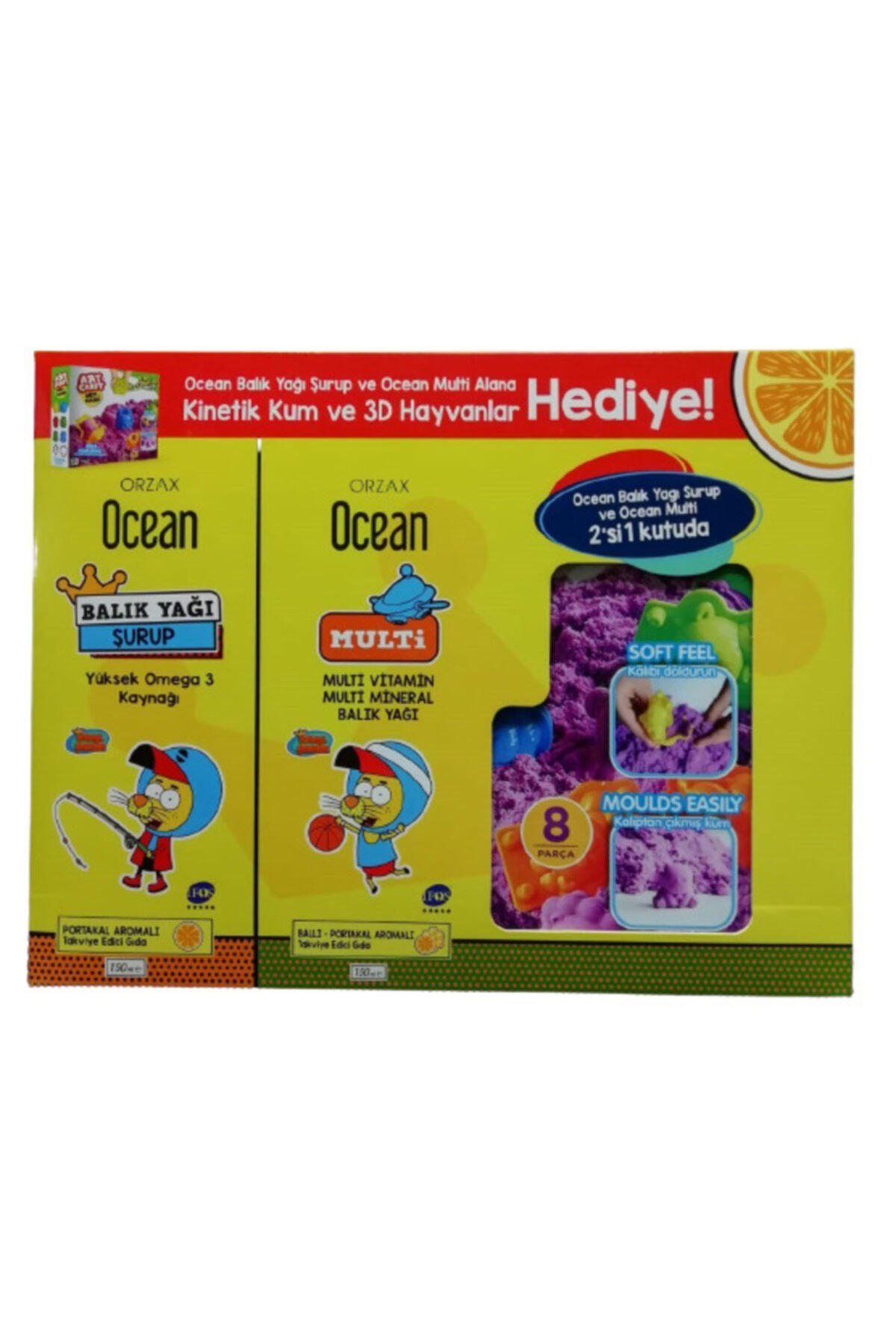 Orzax Ocean Multi Şurup 150 ml + Ocean Balık Yağı 150 ml - Kinetik Kum Hediyeli