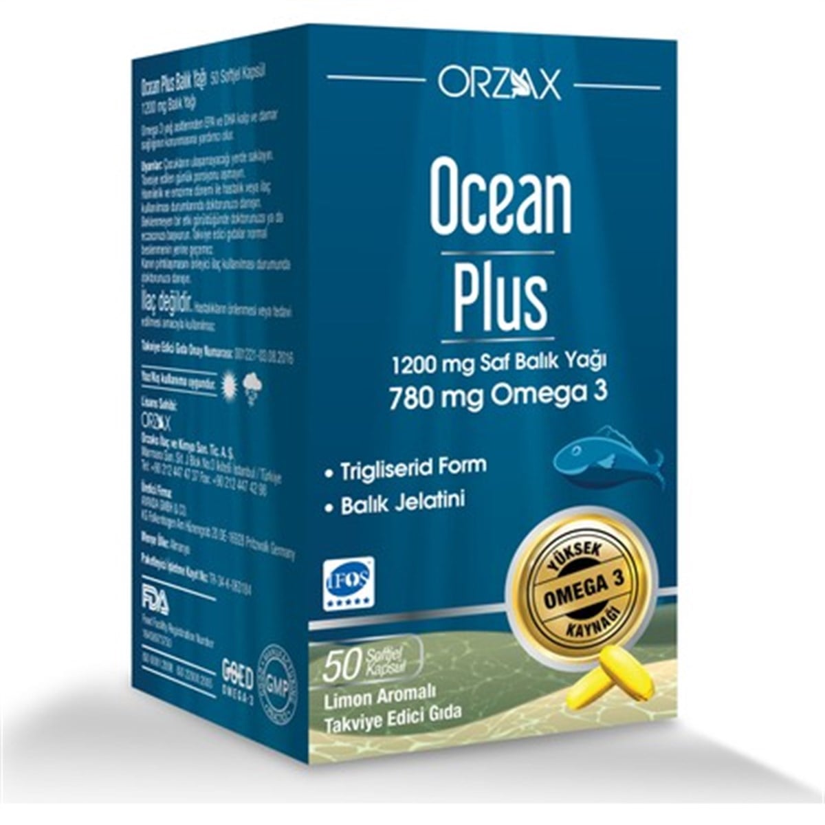 Orzax Ocean Plus 1200 mg Saf Balık Yağı 50 Kapsül