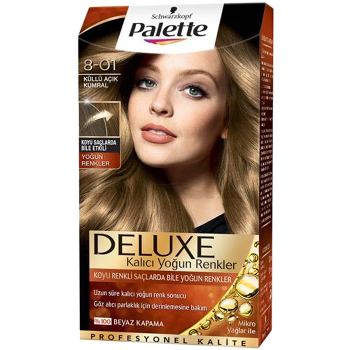Palette Palette Deluxe Yağ Bakımlı Saç Boyası 8-01 Küllü Açık Kumral