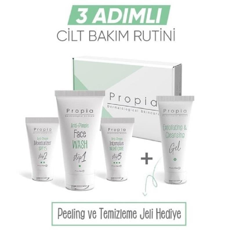 Propia Propia İlk Akne Seti - Yıkama Jeli 150 ml + Gündüz Kremi 40 ml + Gece Kremi 40 ml + Maske Hediye
