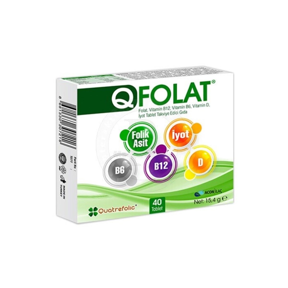 Q Q Folat Vitamin B12 B6 D İyot 40 Tablet