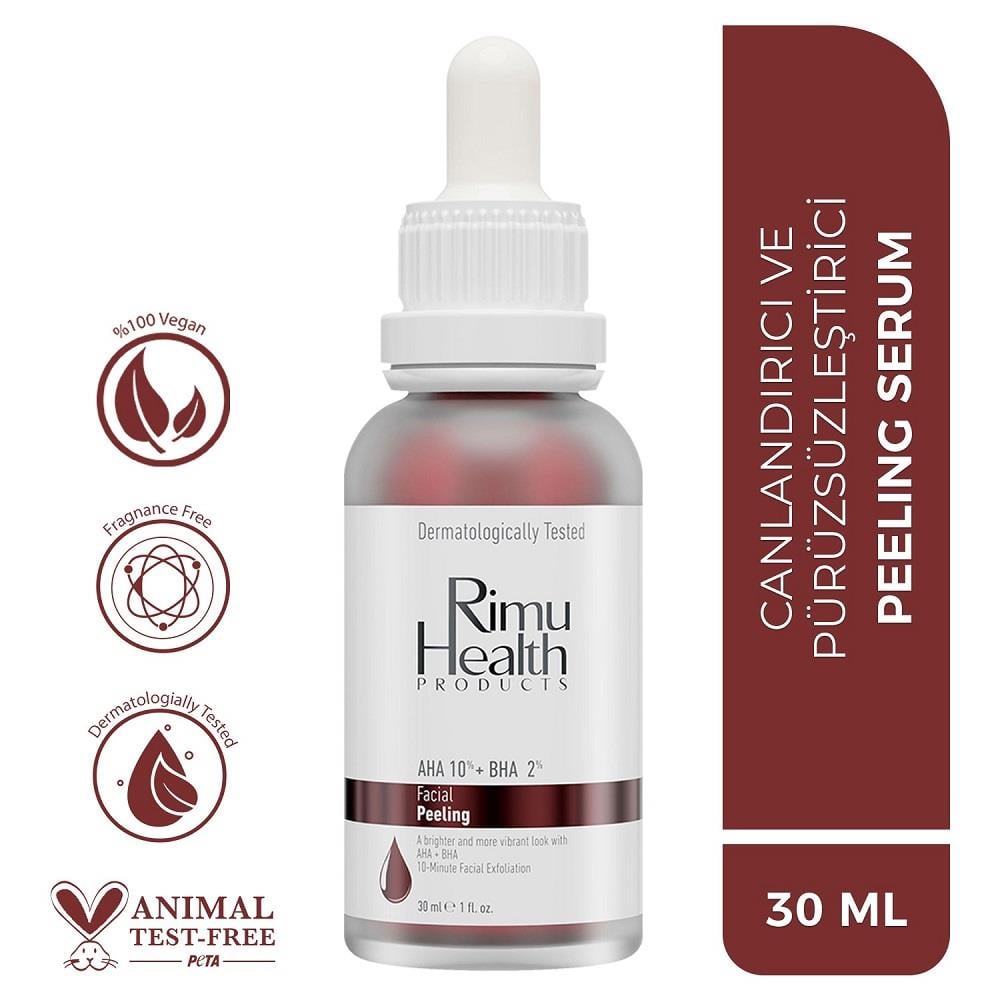 Rimu Health Products Rimu Health Products Canlandırıcı ve Cilt Tonu Eşitleyici Yüz Peeling Serum AHA 10% + BHA 2% 30 ml