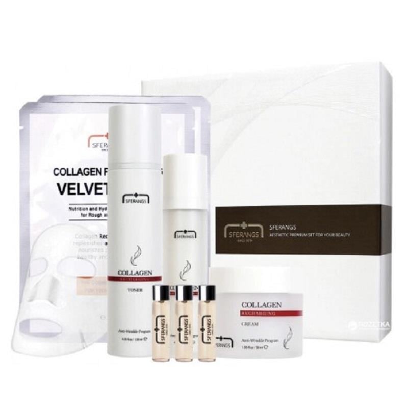 Sferangs Sferangs Collagen Set - Maske 30 gr + Toner 120 ml + Krem 50 ml + Serum 40 ml + Ampul 3'lü