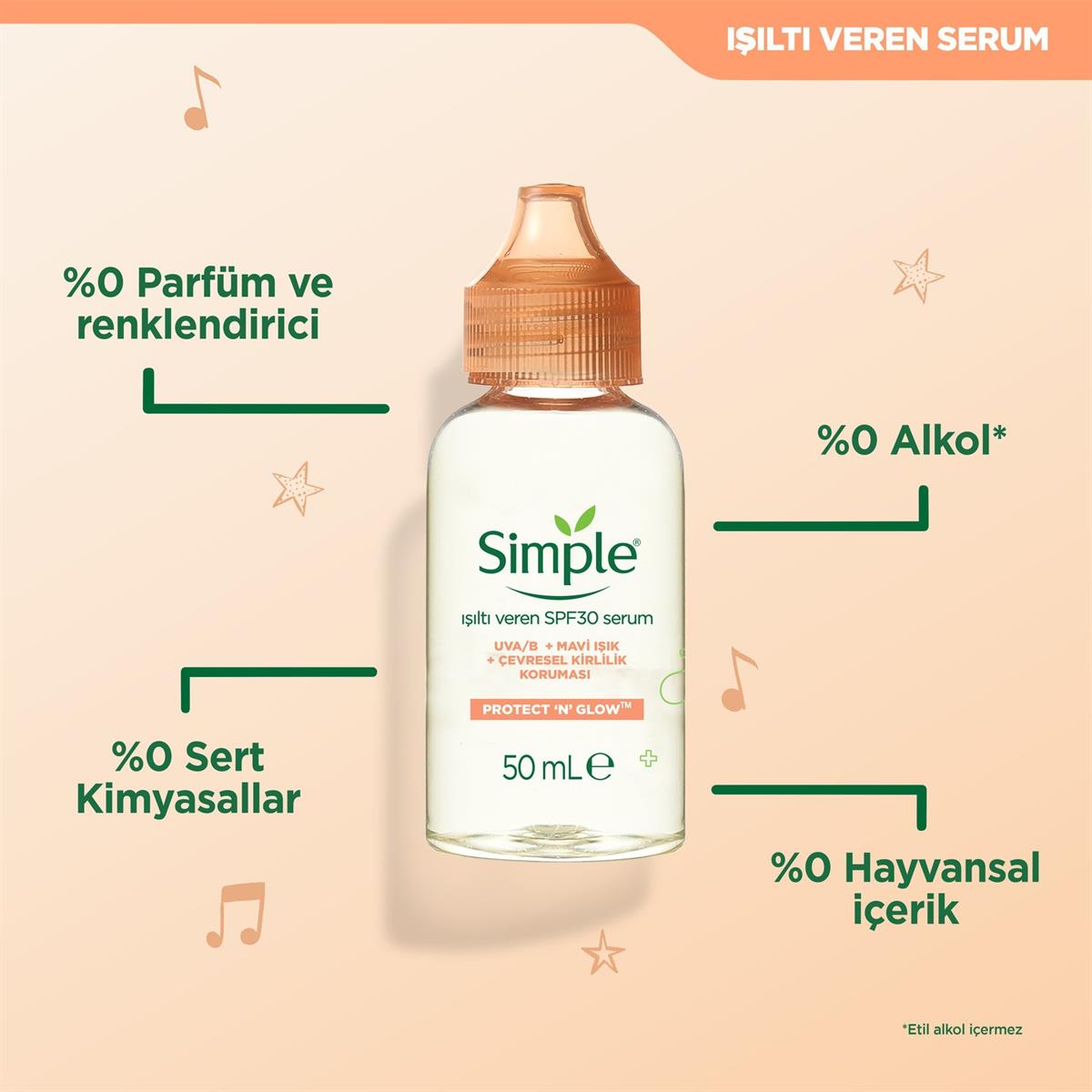 Simple Simple Protect & Glow İşıltı Veren & Vitamin E İçeren SPF30 Cilt Bakım Serumu 50 ml